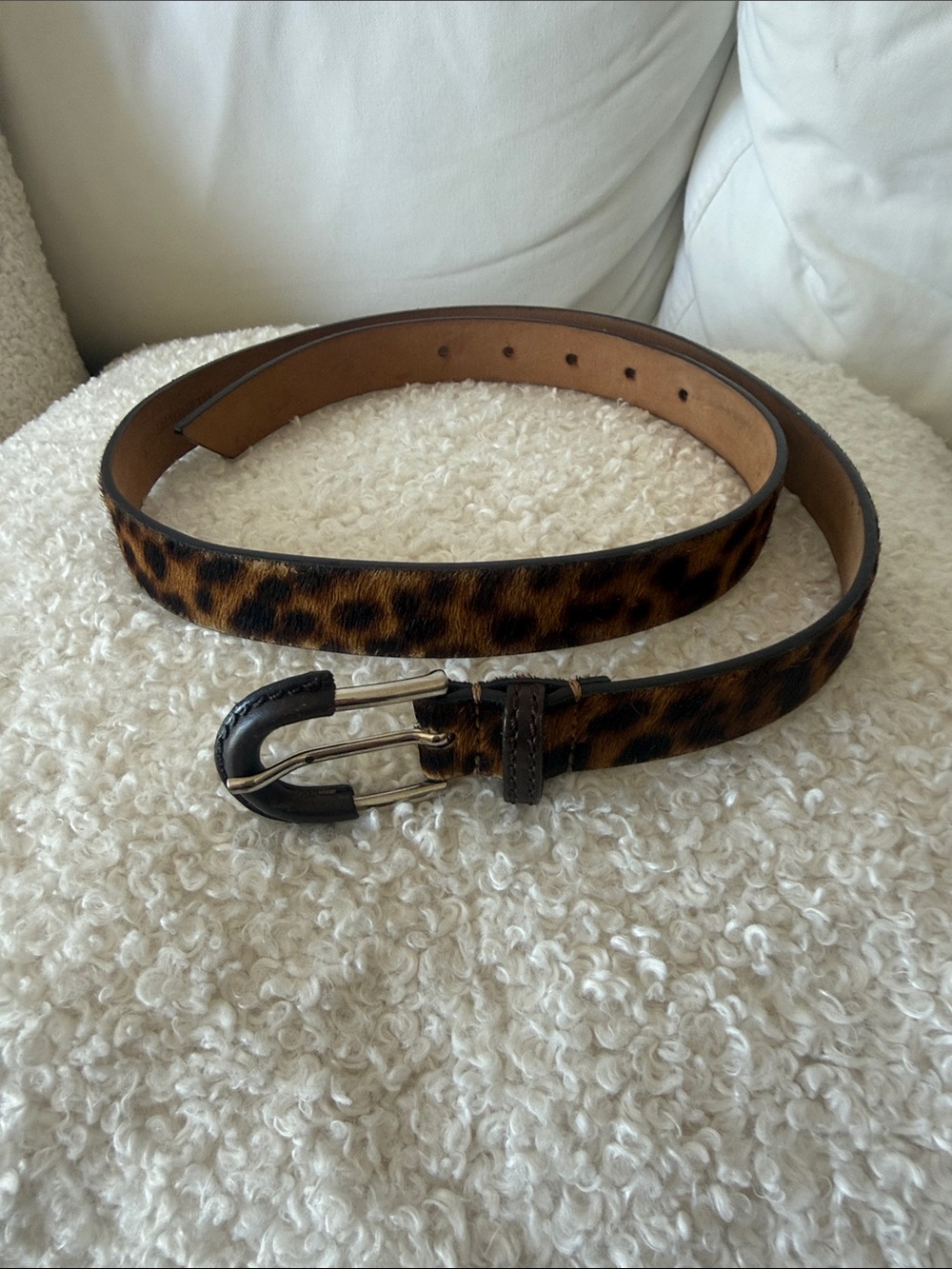 Lafayette 148 New York Leopard Print Leather Belt - Brown & Black Size L